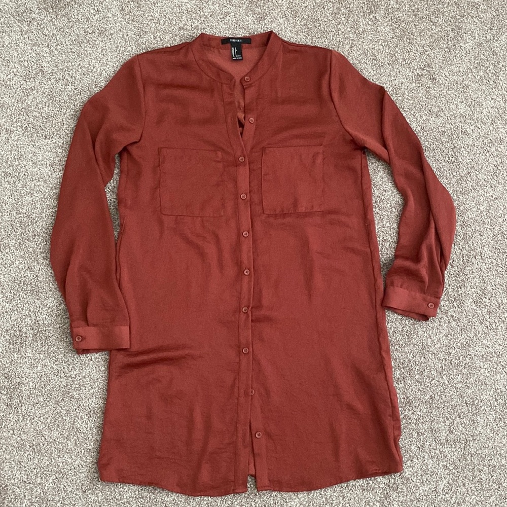 F21 | Satin Button Mini Shirt Dress